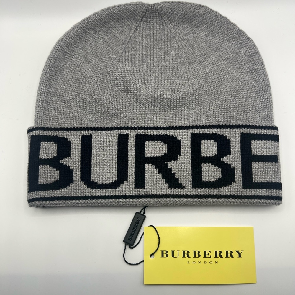 Burberry Grey Beanie with Black Logo Band